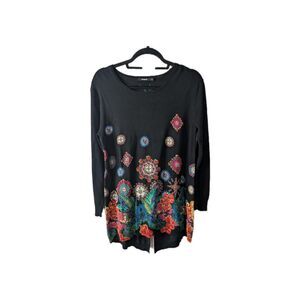Desigual Tunic Top Black Embellished M